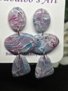 Tripple Dangle Polymer Clay Earrings ~ Bubaloo's Art A44