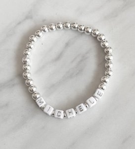 Custom  Name Sterling Silver Beaded Bracelet