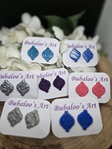 Ornament Polymer Clay Stud Earrings by Bubaloo's Art