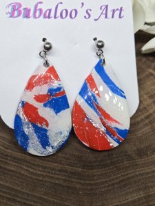 Patriotic Squares Polymer Clay Earrings ~ Bubaloo's Art A52