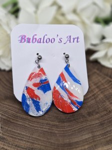 Patriotic Squares Polymer Clay Earrings ~ Bubaloo's Art A52