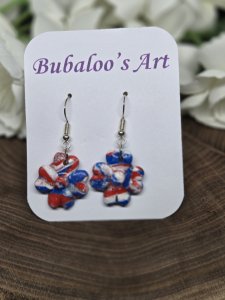 Patriotic Teardrop Dangles Polymer Clay Earrings ~ Bubaloo's Art A53