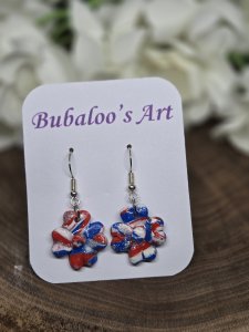 Patriotic Teardrop Dangles Polymer Clay Earrings ~ Bubaloo's Art A53