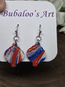 Patriotic Squares Polymer Clay Earrings ~ Bubaloo's Art A53