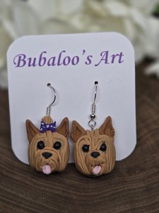 Yorkie Yorkshire Terrier Dog Dangle Earrings by Bubaloo's Art A56