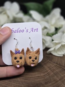 Yorkie Yorkshire Terrier Dog Dangle Earrings by Bubaloo's Art A56