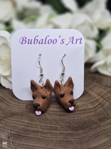 Brown Chihuahua Dog Dangle Earrings by Bubaloo's Art A58