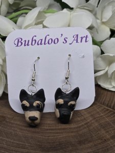 Black Chihuahua Dog Dangle Earrings by Bubaloo's Art A59