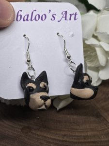 Black Chihuahua Dog Dangle Earrings by Bubaloo's Art A59