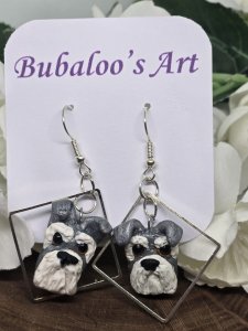 Schnauzer Dog Dangle Earrings by Bubaloo's Art A64