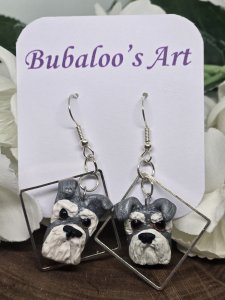 Schnauzer Dog Dangle Earrings by Bubaloo's Art A64