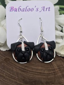 Boxer Dog Dangle Earrings by Bubaloo's Art A66