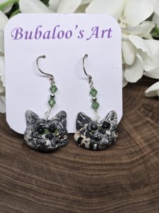 Calico Cat Dangle Earrings by Bubaloo's Art A67