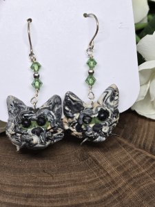 Calico Cat Dangle Earrings by Bubaloo's Art A67