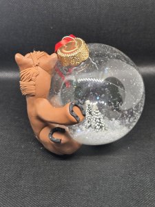Chestnut Horse Snow Globe Christmas Ornament ~ Bubaloo's Art