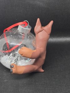 Brown Doberman Pincher Snow Globe Christmas Ornament ~ Bubaloo's Art