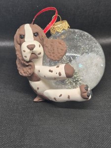 English Springer Spaniel Dog Snow Globe Christmas Ornament ~ Bubaloo's Art