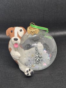 Cute Dog Snow Globe Christmas Ornament ~ Bubaloo's Art