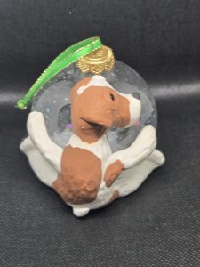 Cute Dog Snow Globe Christmas Ornament ~ Bubaloo's Art