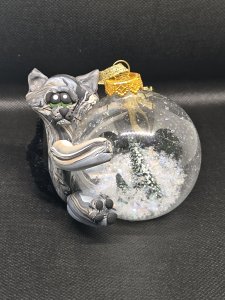 Calico Cat Snow Globe Christmas Ornament ~ Bubaloo's Art