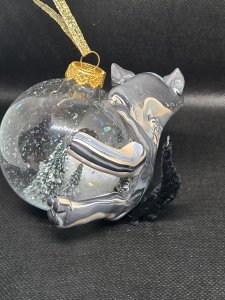 Calico Cat Snow Globe Christmas Ornament ~ Bubaloo's Art