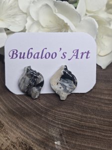 Tan, Black and Gold Polymer Clay Stud Earrings A70