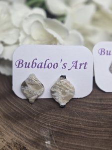 Tan, Black and Gold Polymer Clay Stud Earrings A71