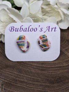 Rainbow Lines Polymer Clay Stud Earrings A73