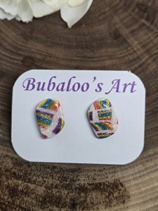 Rainbow Lines Polymer Clay Stud Earrings A73