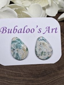 Ocean View Polymer Clay teardrop Stud Earrings ~ Bubaloo's Art A75