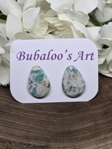 Ocean View Polymer Clay teardrop Stud Earrings ~ Bubaloo's Art A75