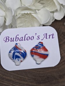 Patriotic Polymer Clay Stud Earrings ~ Bubaloo's Art A77