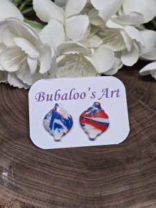 Patriotic Polymer Clay Stud Earrings ~ Bubaloo's Art A77