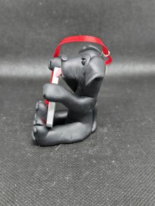 Black Lab Labrador Dog Holding a Santa Please STOP Here Sign Ornament ~ Bubaloo's Art