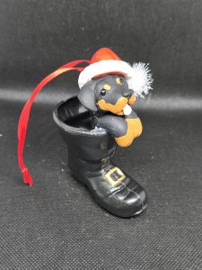 Personalized Rotti Rottweiler Dog in Santa's Boot Ornament ~ Bubaloo's Art