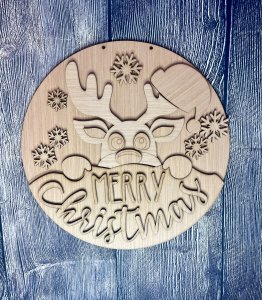 Peeping Reindeer Merry Christmas Door Hanger Blank