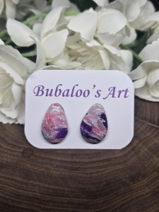 Purple & Pink Polymer Clay Stud Earrings ~ Bubaloo's Art A51