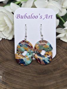Aurora Half Circle Dangle Polymer Clay Earrings ~ Bubaloo's Art A87