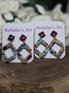 Aurora Diamond Dangle Polymer Clay Earrings ~ Bubaloo's Art A88