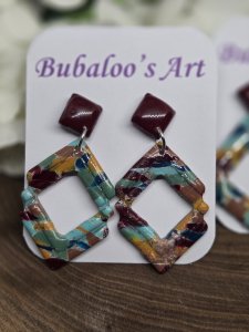Aurora Diamond Dangle Polymer Clay Earrings ~ Bubaloo's Art A88