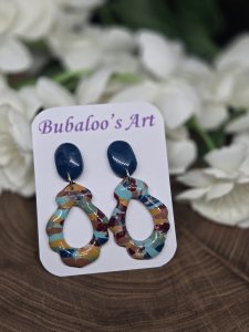 Aurora Hoop Dangle Polymer Clay Earrings ~ Bubaloo's Art A89