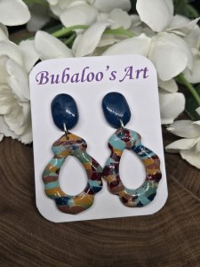 Aurora Hoop Dangle Polymer Clay Earrings ~ Bubaloo's Art A89