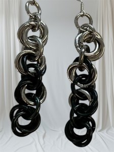 Aluminum Hombre  “Mobius” Flower Jump Ring Earrings