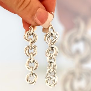 Vivid Anodized Aluminum Silver Love Knot Earrings
