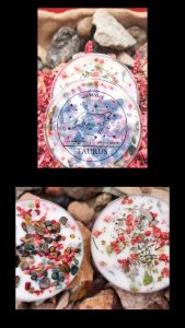 Astrology Birth Month Wax Melts w/stones Dried Botanicals Sets