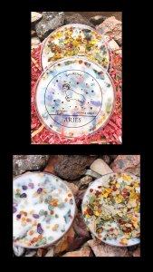 Astrology Birth Month Wax Melts w/stones Dried Botanicals Sets