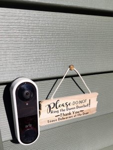 Small Wooden Don't Ring Damn Doorbell sign