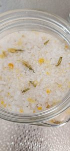 Hand Mixed  Jar Bath Salts with Dried Botanical Flowers