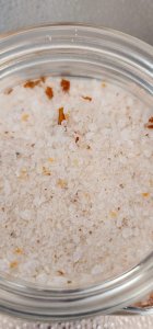 Hand Mixed  Jar Bath Salts with Dried Botanical Flowers