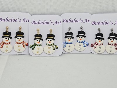 Winter Christmas Snowmen Earrings ~ Bubaloo's Art